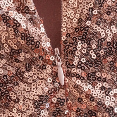 Sexy Sleeveless Temperament Sequins Polyester Skirt V Neck Skirt Dress