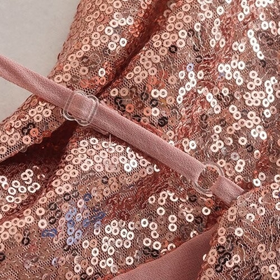 Sexy Sleeveless Temperament Sequins Polyester Skirt V Neck Skirt Dress