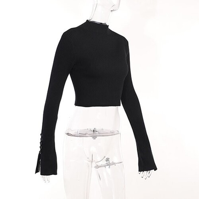 OEM Pure color street sweater farbic female slim turtlenecks long sleeve warm and base short casual wild top
