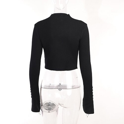 OEM Pure color street sweater farbic female slim turtlenecks long sleeve warm and base short casual wild top