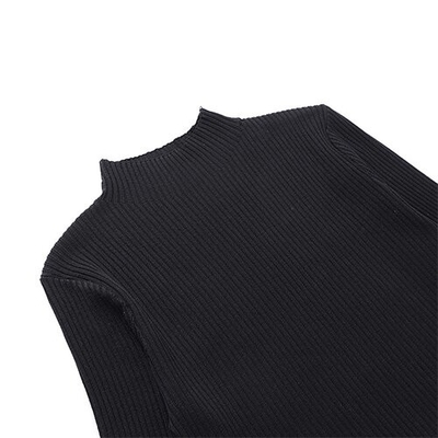 OEM Pure color street sweater farbic female slim turtlenecks long sleeve warm and base short casual wild top