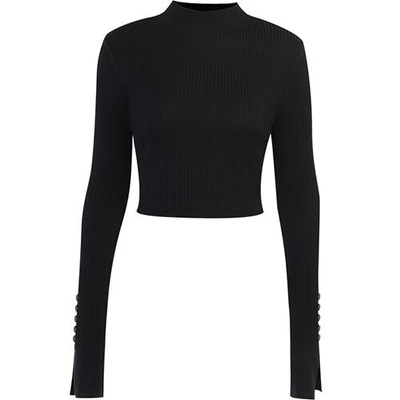 OEM Pure color street sweater farbic female slim turtlenecks long sleeve warm and base short casual wild top
