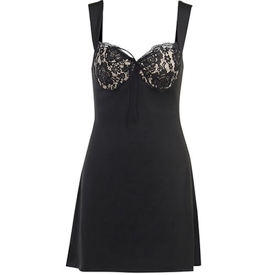OEM Skirts Autumn cross -border new sexy sleeveless lacewave collar short skirt dress
