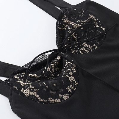 OEM Skirts Autumn cross -border new sexy sleeveless lacewave collar short skirt dress
