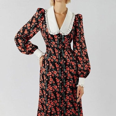 OEM Print Long Skirt Doll Collars Polyester European American Long Sleeved