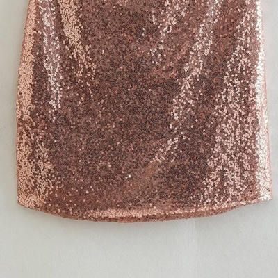 Sexy Sleeveless Temperament Sequins Polyester Skirt V Neck Skirt Dress