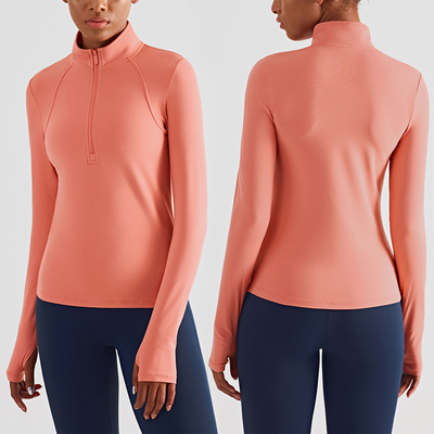 Stand Collar Half Zip Football Training Tracksuits Yoga Jogging Shirt For Women