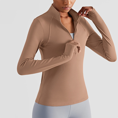 Stand Collar Half Zip Football Training Tracksuits Yoga Jogging Shirt For Women